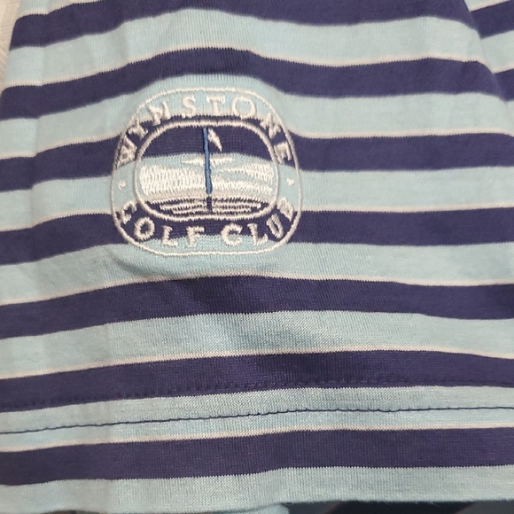 Peter Millar Blue Striped Polo Shirt Size M - Picture 9 of 11